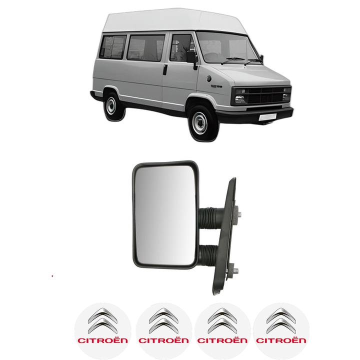 Oglinda Completa Stanga CITROEN C25 Bus (280_, 290_) din 1981-1994, auto, Reglaj Manual, 4 stickere auto cu marca CITROEN