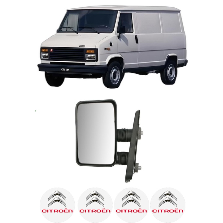 Oglinda Completa Stanga CITROEN C25 Van (280_, 290_) din 1981-1994, auto, Reglaj Manual, 4 stickere auto cu marca CITROEN