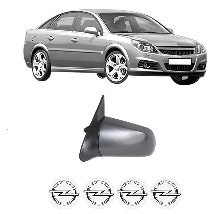 Oglinda Completa Stanga OPEL VECTRA din 1988-2008, auto, Reglaj Mecanic, 4 stickere auto cu marca OPEL
