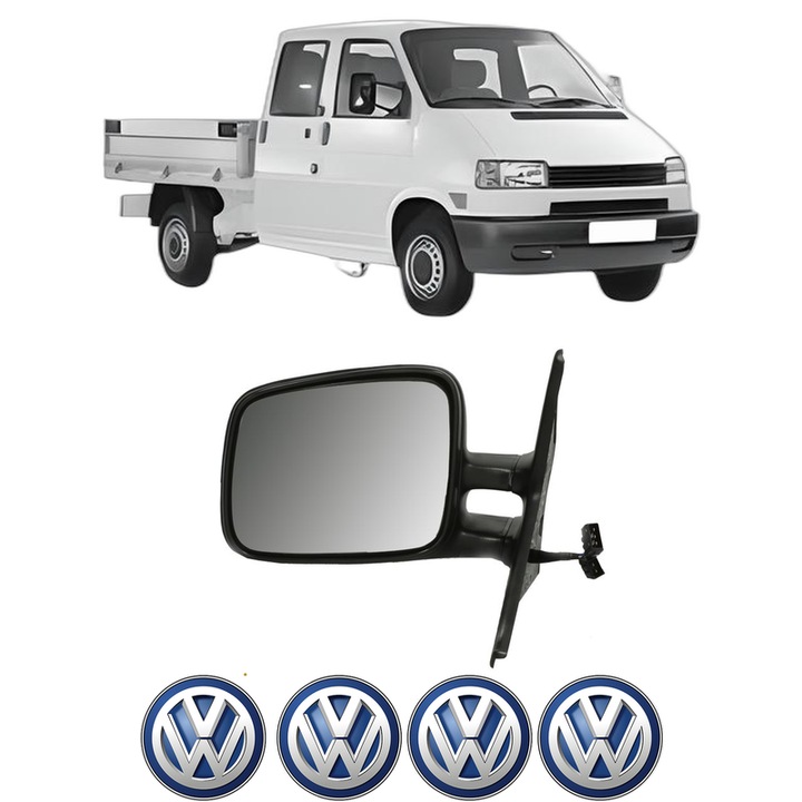 Oglinda Completa Stanga Volkswagen TRANSPORTER T4 Platform/Chassis (70E, 70L, 70M, 7DE, 7DL, 7D din 1990-2003, auto, Reglaj Electric, 4 stickere auto cu marca Volkswagen
