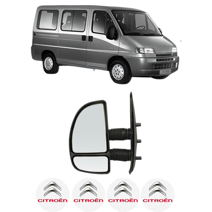 Oglinda Completa Stanga CITROEN JUMPER I Bus (230P) din 1994-2002, auto, Reglaj Manual, 4 stickere auto cu marca CITROEN