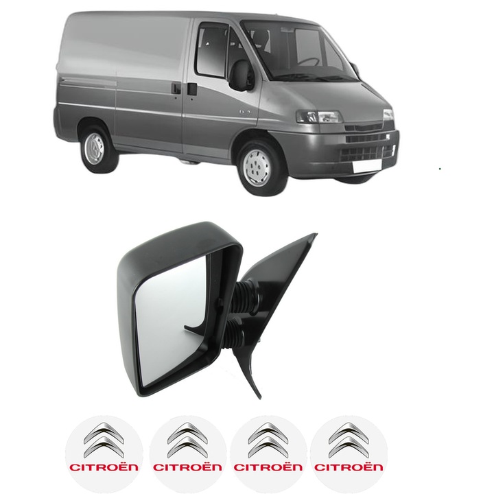 Oglinda Completa Stanga CITROEN JUMPER I Van (230L) din 1994-2002, auto, Reglaj Manual, 4 stickere auto cu marca CITROEN
