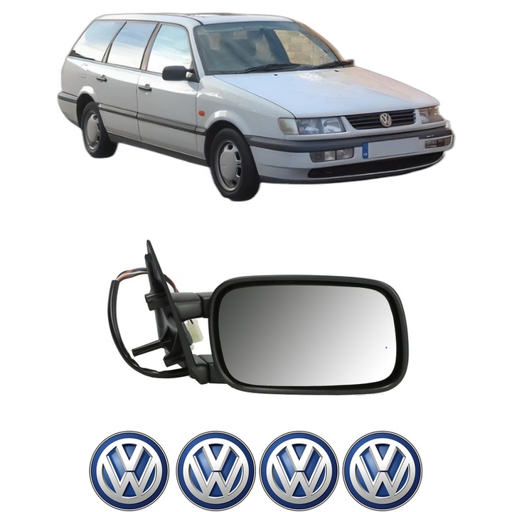Oglinda Completa Dreapta Volkswagen PASSAT B3/B4 (315, 3A5) din 1989-1996, auto, Reglaj Electric, 4 stickere auto cu Volkswagen