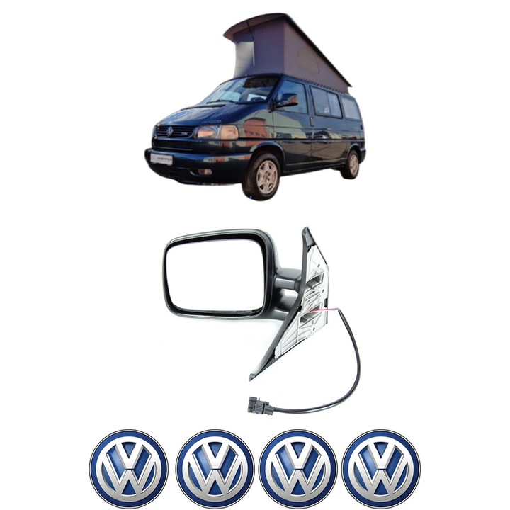 Oglinda Completa Stanga Volkswagen CALIFORNIA T4 Camper (7DJ, 7DK, 70J) din 1994-2003, auto, Reglaj Electric, 4 stickere auto cu marca Volkswagen