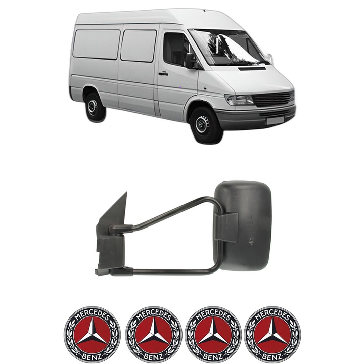Oglinda Completa Stanga MERCEDES-BENZ SPRINTER 4-t Van (B904) din 1995-2006, auto, Reglaj Manual, 4 stickere auto cu MERCEDES-BENZ