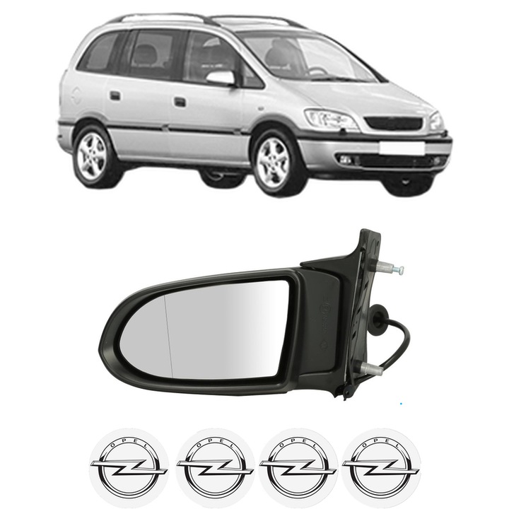 Oglinda Completa Stanga OPEL ZAFIRA A MPV (T98) din 1999-2005, auto, Reglaj Electric, 4 stickere auto cu marca OPEL
