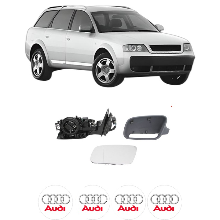 Oglinda Completa Stanga AUDI ALLROAD C5 (4BH) din 2000-2005, auto, Reglaj Electric, 4 stickere auto cu AUDI