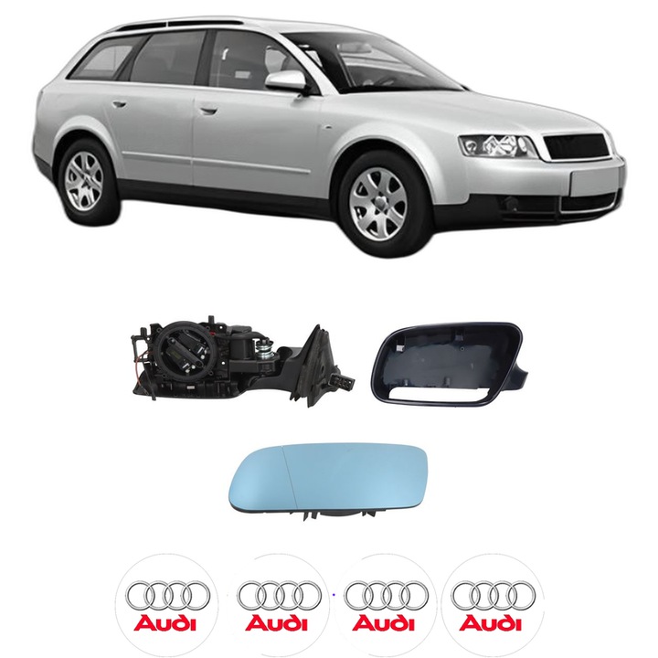 Oglinda Completa Stanga AUDI A4 B6 Avant (8E5) din 2001-2004, auto, Reglaj Electric, 4 stickere auto cu AUDI