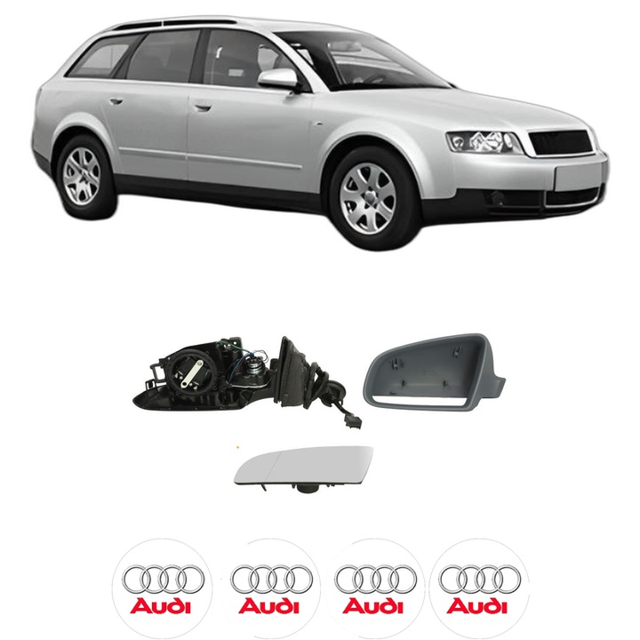 Oglinda Completa Stanga AUDI A4 B6 Avant (8E5) din 2001-2004, auto, Reglaj Electric, 4 stickere auto cu AUDI