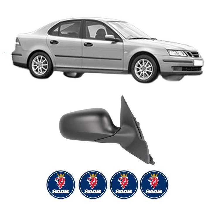 Oglinda Completa Dreapta SAAB 9-3 (YS3F, E79, D79, D75) din 2002-2015, auto, Reglaj Electric, 4 stickere auto cu SAAB