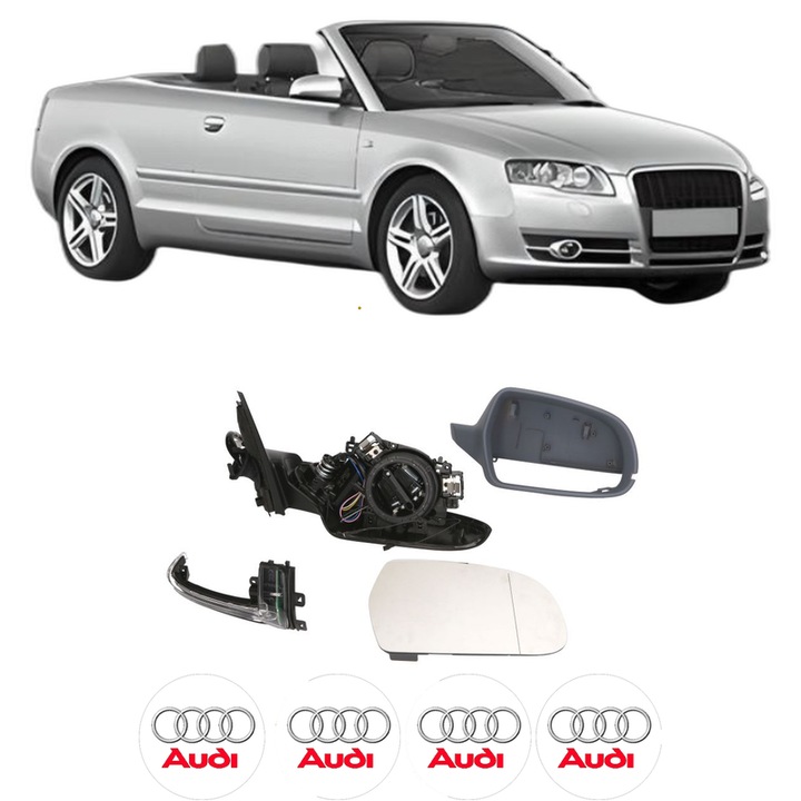 Oglinda Completa Dreapta AUDI A4 B6 Convertible (8H7) din 2002-2005, auto, Reglaj Electric, 4 stickere auto cu AUDI
