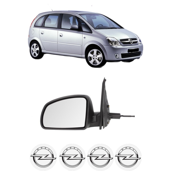 Oglinda Completa Stanga OPEL MERIVA A MPV (X03) din 2003-2010, auto, Reglaj Mecanic, 4 stickere auto cu OPEL