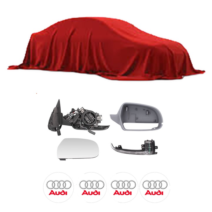 Oglinda Completa Dreapta AUDI A3 8L din 1996-2020, auto, Reglaj Electric, 4 stickere auto cu AUDI