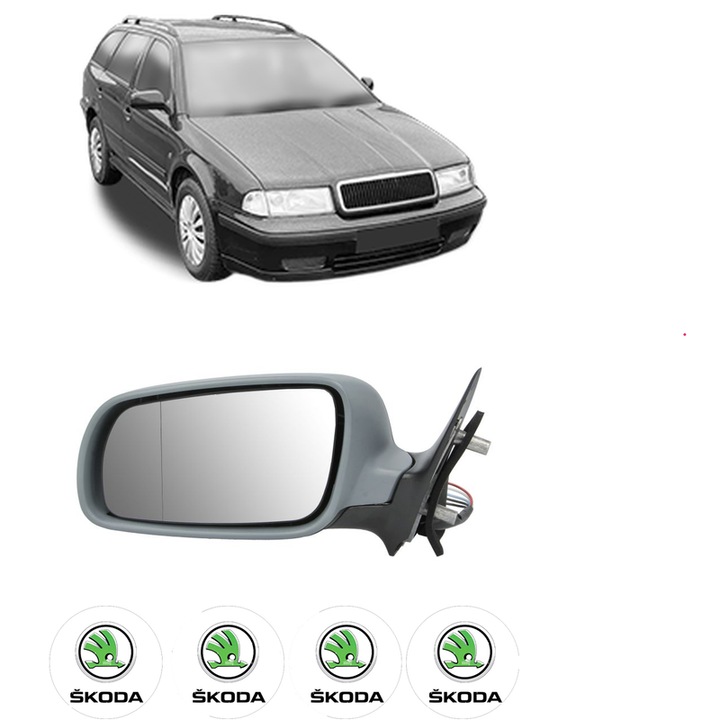 Oglinda Completa Stanga SKODA OCTAVIA I Estate Van (1U5) din 2000-2010, auto, Reglaj Electric, 4 stickere auto cu SKODA
