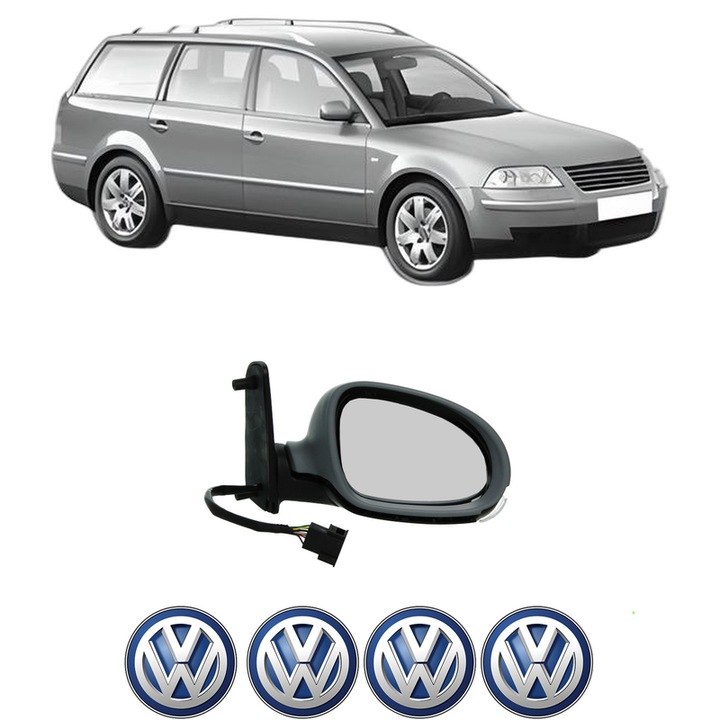 Oglinda Completa Dreapta Volkswagen PASSAT B5.5 Variant (3B6) din 2000-2005, auto, Reglaj Electric, 4 stickere auto cu Volkswagen