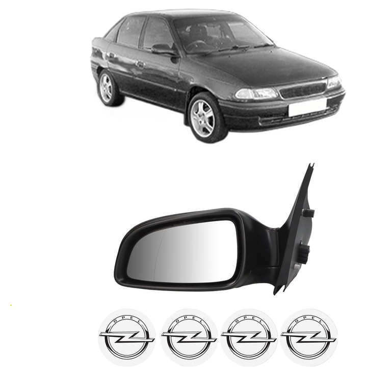 Oglinda Completa Stanga OPEL ASTRA din 1991-2022, auto, Reglaj Electric, 4 stickere auto cu OPEL