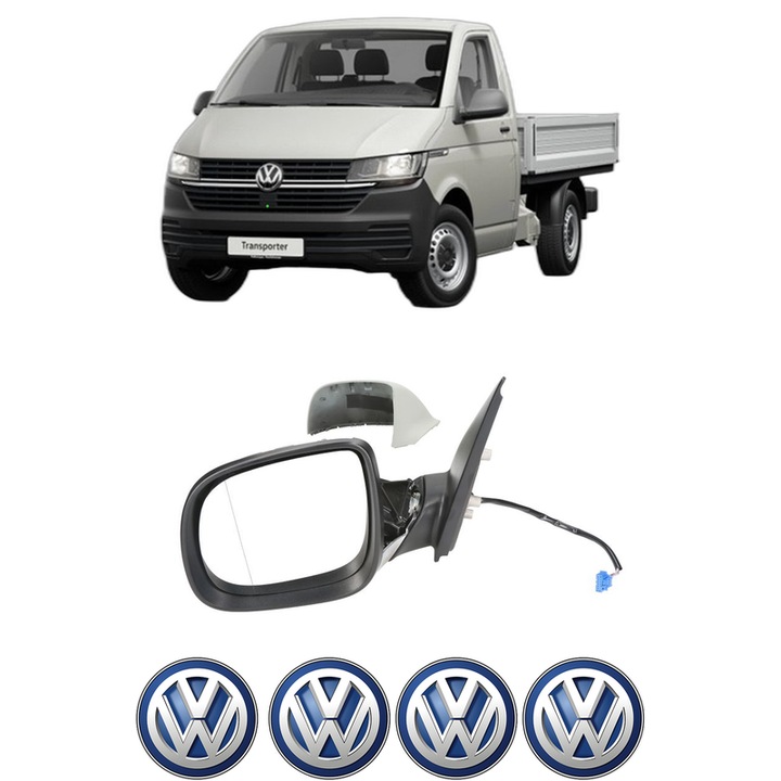 Oglinda Completa Dreapta Volkswagen TRANSPORTER T5 Platform/Chassis (7JD, 7JE, 7JL, 7JY, 7JZ, 7F din 2003-2015, auto, Reglaj Electric, 4 stickere auto cu Volkswagen
