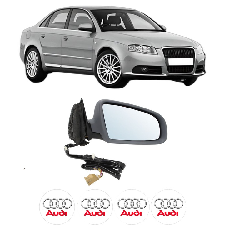 Oglinda Completa Dreapta AUDI A4 B7 (8EC) din 2004-2008, auto, Reglaj Electric, 4 stickere auto cu AUDI
