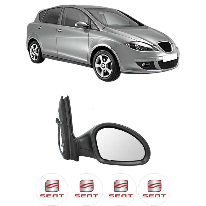 Oglinda Completa Dreapta SEAT TOLEDO III (5P2) din 2004-2009, auto, Reglaj Electric, 4 stickere auto cu SEAT