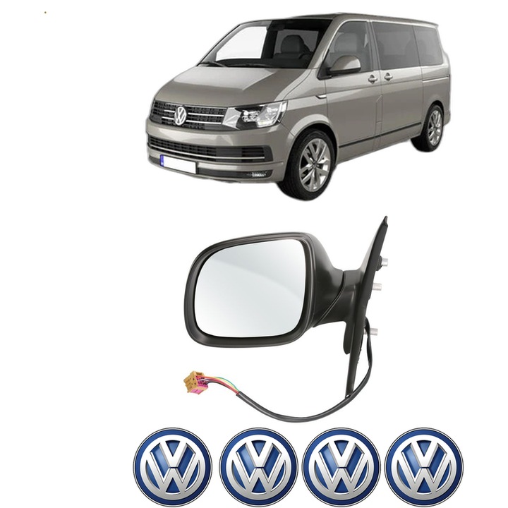 Oglinda Completa Stanga Volkswagen TRANSPORTER T5 Bus (7HB, 7HJ, 7EB, 7EJ) din 2003-2015, auto, Reglaj Electric, 4 stickere auto cu Volkswagen