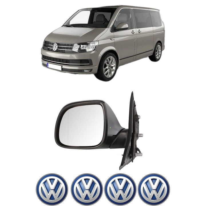 Oglinda Completa Stanga Volkswagen TRANSPORTER T5 Bus (7HB, 7HJ, 7EB, 7EJ) din 2003-2015, auto, Reglaj Electric, 4 stickere auto cu Volkswagen