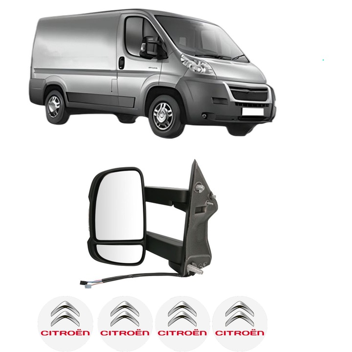 Oglinda Completa Stanga CITROEN JUMPER II Van din 2006-2023, auto, Reglaj Electric, 4 stickere auto cu CITROEN