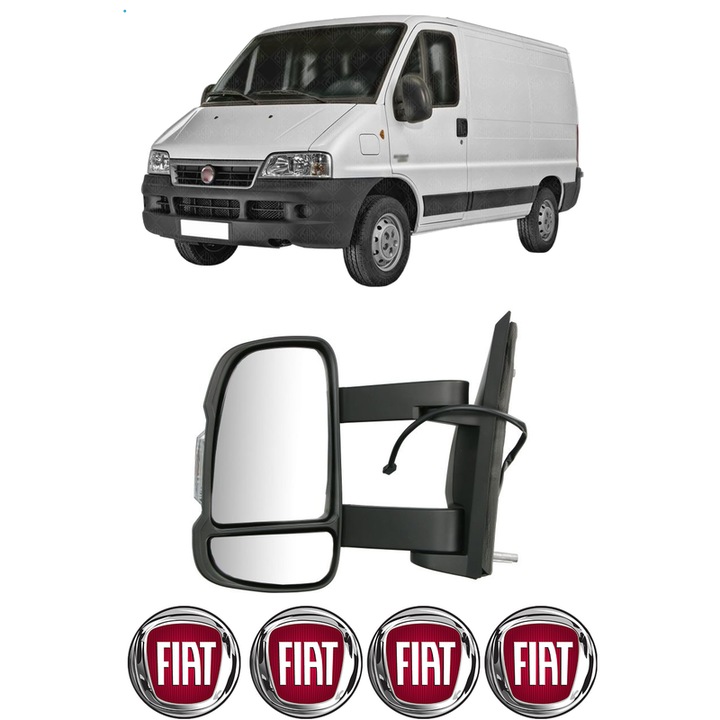 Oglinda Completa Stanga FIAT DUCATO din 1982-2023, auto, Reglaj Electric, 4 stickere auto cu FIAT