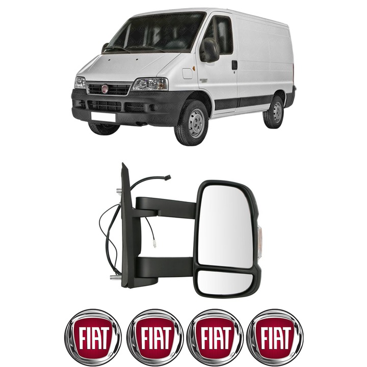 Oglinda Completa Dreapta FIAT DUCATO din 1982-2023, auto, Reglaj Electric, 4 stickere auto cu FIAT