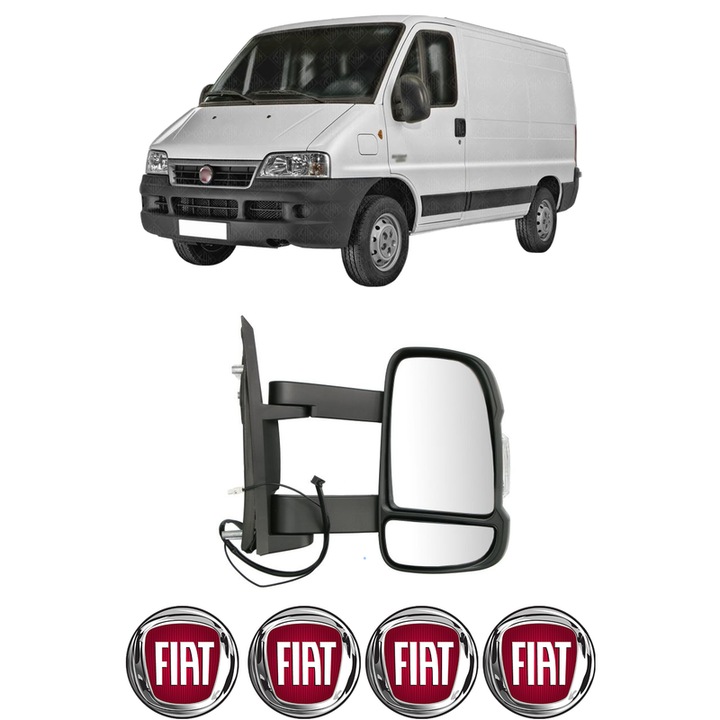 Oglinda Completa Dreapta FIAT DUCATO din 1982-2023, auto, Reglaj Electric, 4 stickere auto cu FIAT