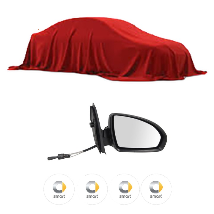 Oglinda Completa Dreapta SMART FORTWO 450 din 1998-2014, auto, Reglaj Mecanic, 4 stickere auto cu SMART