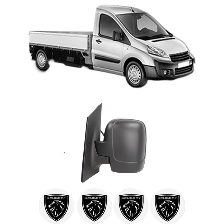 Oglinda Completa Stanga PEUGEOT EXPERT Platform/Chassis din 2007-2016, auto, Reglaj Electric, 4 stickere auto cu PEUGEOT