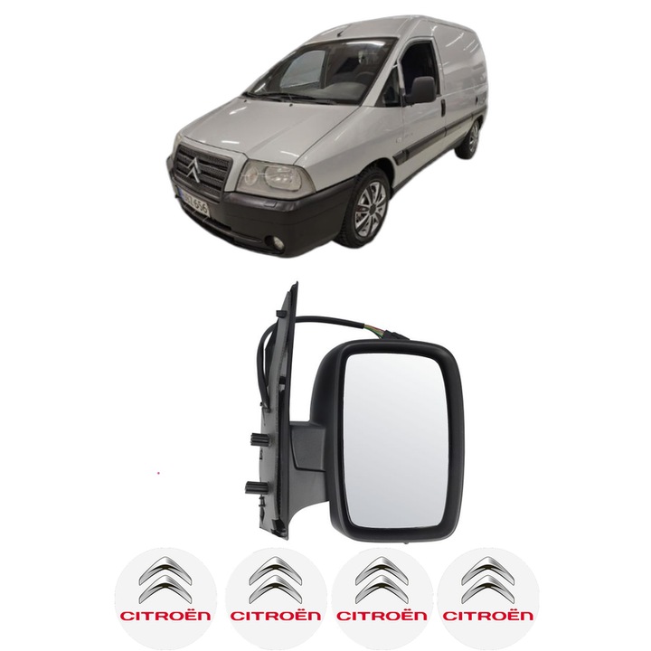 Oglinda Completa Dreapta CITROEN JUMPY II Platform/Chassis din 2006-2016, auto, Reglaj Electric, 4 stickere auto cu CITROEN
