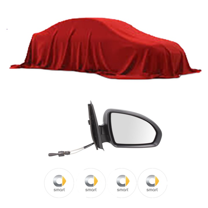 Oglinda Completa Dreapta SMART FORTWO 450 din 1998-2014, auto, Reglaj Mecanic, 4 stickere auto cu SMART