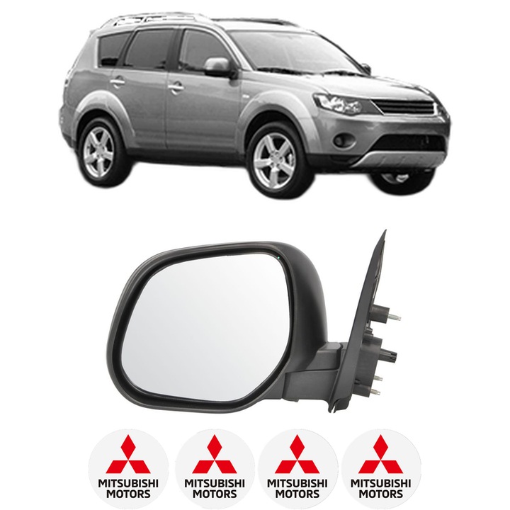 Oglinda Completa Stanga MITSUBISHI OUTLANDER II (CW_W) din 2006-2012, auto, Reglaj Electric, 4 stickere auto cu MITSUBISHI