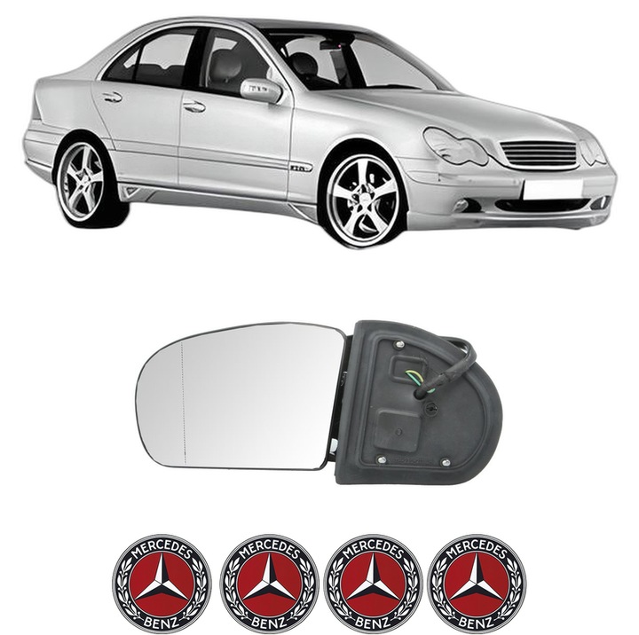 Oglinda Completa Stanga MERCEDES-BENZ C-CLASS (W203) din 2000-2007, auto, Reglaj Electric, 4 stickere auto cu MERCEDES-BENZ