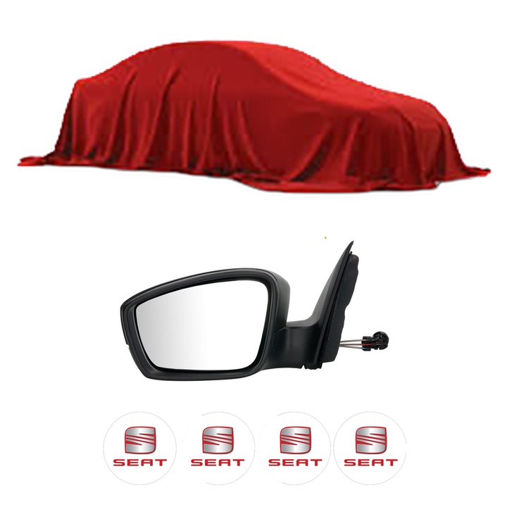 Oglinda Completa Stanga SEAT TOLEDO II 1M din 1998-2018, auto, Reglaj Mecanic, 4 stickere auto cu SEAT