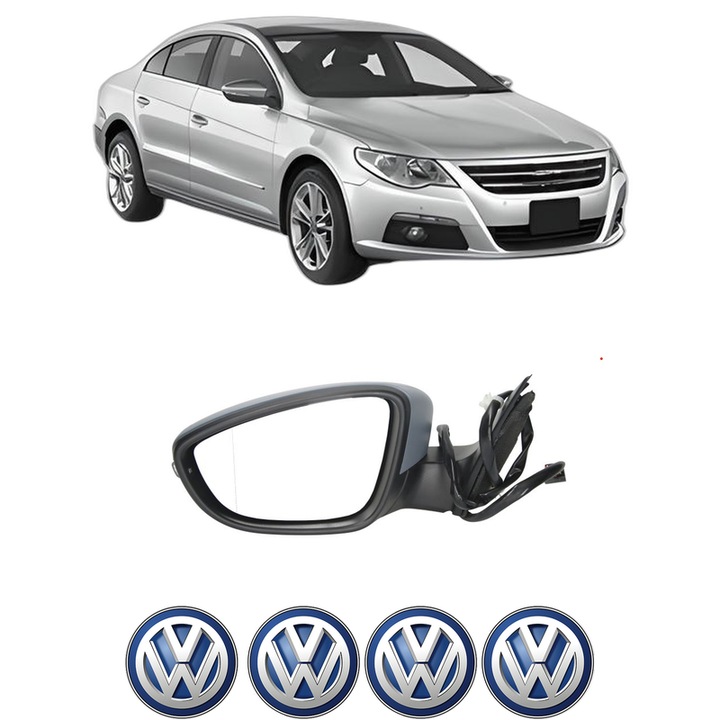 Oglinda Completa Stanga Volkswagen PASSAT CC B6 (357) din 2008-2012, auto, Reglaj Electric, 4 stickere auto cu Volkswagen