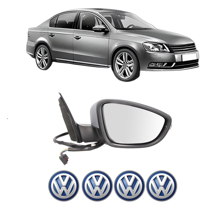 Oglinda Completa Dreapta Volkswagen PASSAT B7 (362) din 2010-2014, auto, Reglaj Electric, 4 stickere auto cu Volkswagen