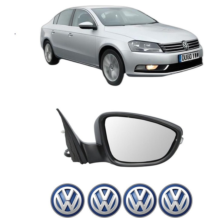 Oglinda Completa Dreapta Volkswagen PASSAT B7 (A32, A33) din 2011-2020, auto, Reglaj Electric, 4 stickere auto cu Volkswagen