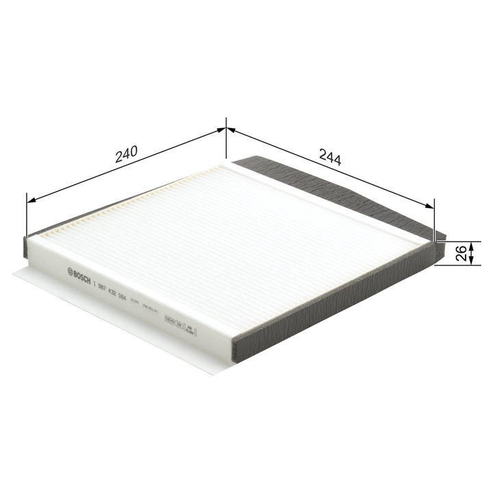 Bosch utastérszűrő, 279x248x26mm, aktív szénnel, standard és nagy teljesítményű