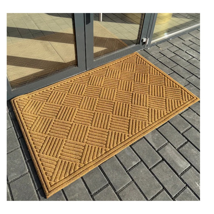 Covor de intrare OPTIM DEKO, gri, PVC rezistent, antiderapant, 150x90cm