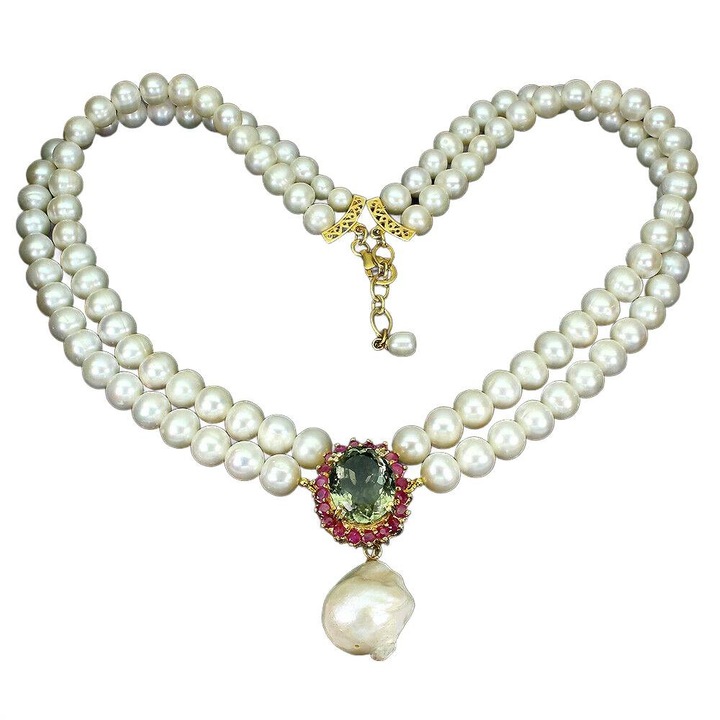 Colier, Songea, argint 925, perle naturale, 49.53 cm, 485x49mm