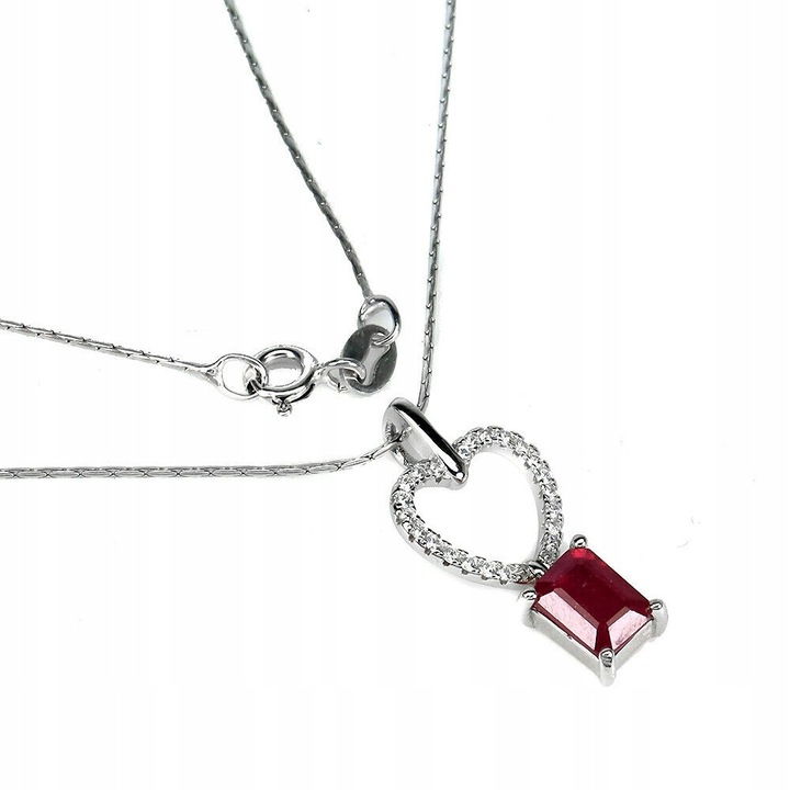Colier, rubin natural si zirconii, 45.72cm, 3.16g