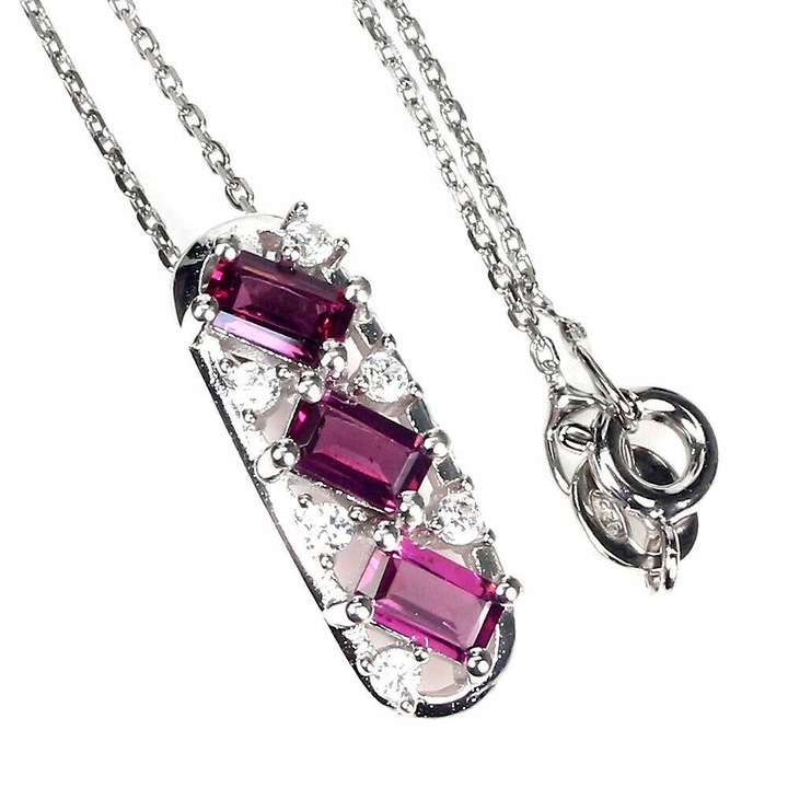 Colier, Songea, granate naturale, 46cm, 19x7mm