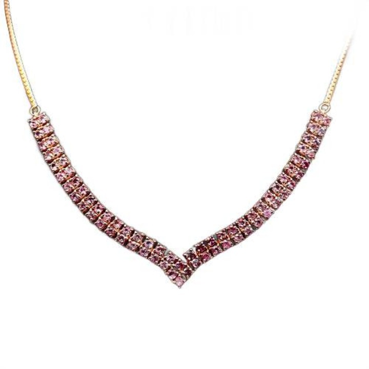 Colier cu safir roz, Songea, 72 pietre, 480mm lungime