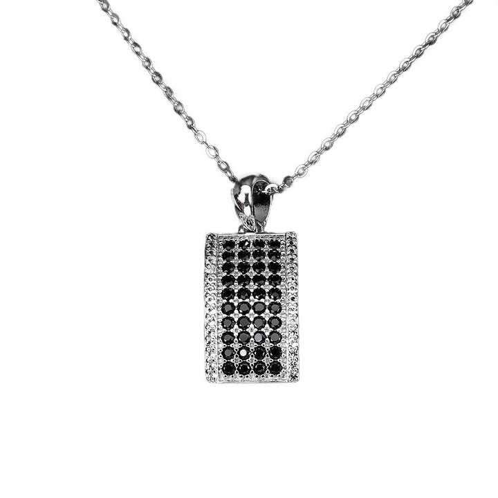 Colier Songea, pietre negre, argint, 46cm