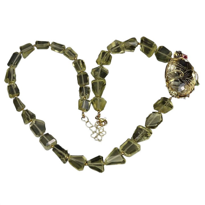 Colier din argint 925 cu turmaline naturale si cuart lemon, Songea, 46cm, 63.96g