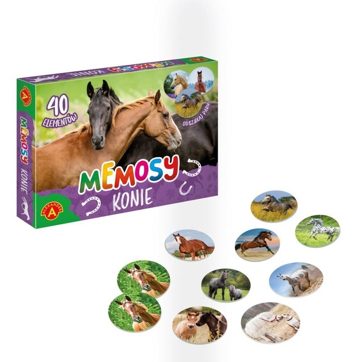 Joc de memorie Alexander Memosy Konie, pentru antrenamentul memoriei, pentru copii si adulti, Multicolor, 40 elemente