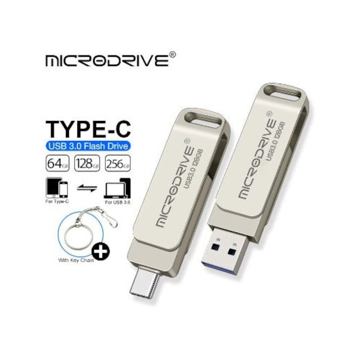USB памет, 2TB, сребрист, USB 3.0, бърз трансфер 100 MB/s