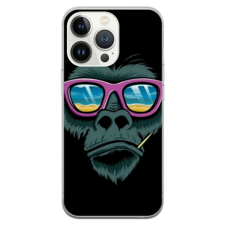 Husa personalizata tip carcasa HQPrint pentru Apple iPhone 14 Pro Max, model Gorilla, multicolor, S1D1M0288, Atlas